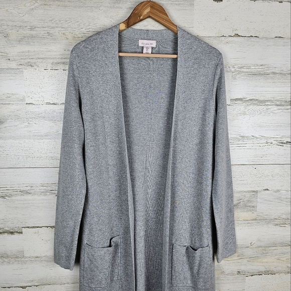 If It Were Me Cotton Cardigan Large Gray Coatigan Lingline Duster Quiet Luxury - Picture 5 of 13
